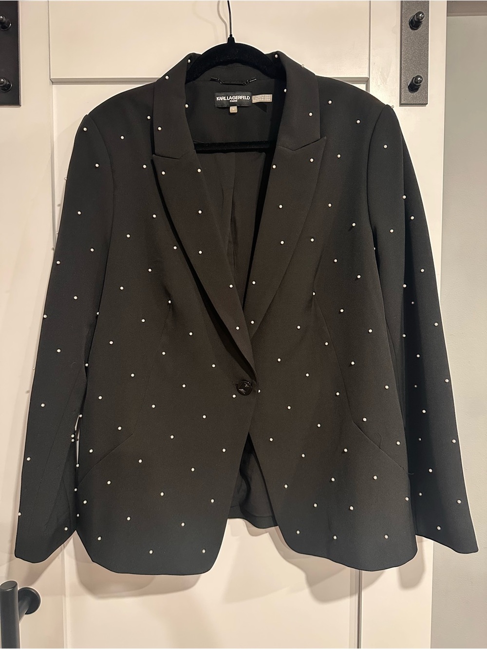 Karl Lagerfeld structured black blazer with pearl detail